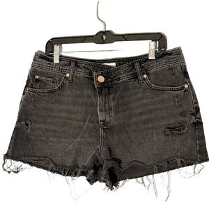 River Island Black Distressed Jean Shorts - Size 12